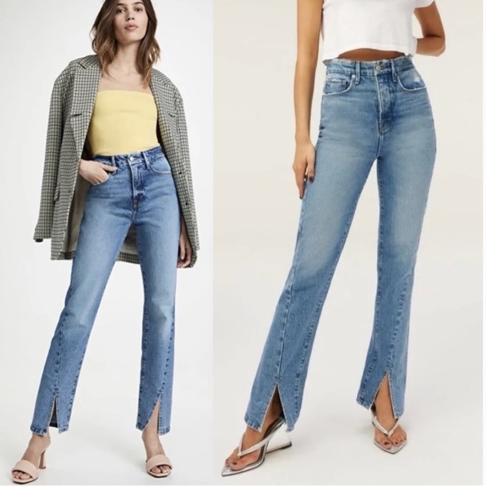 Good American Good Boy Twist Slit Hem Jean size 2/26